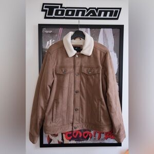 Men's Tan Sherpa-Lined Jacket